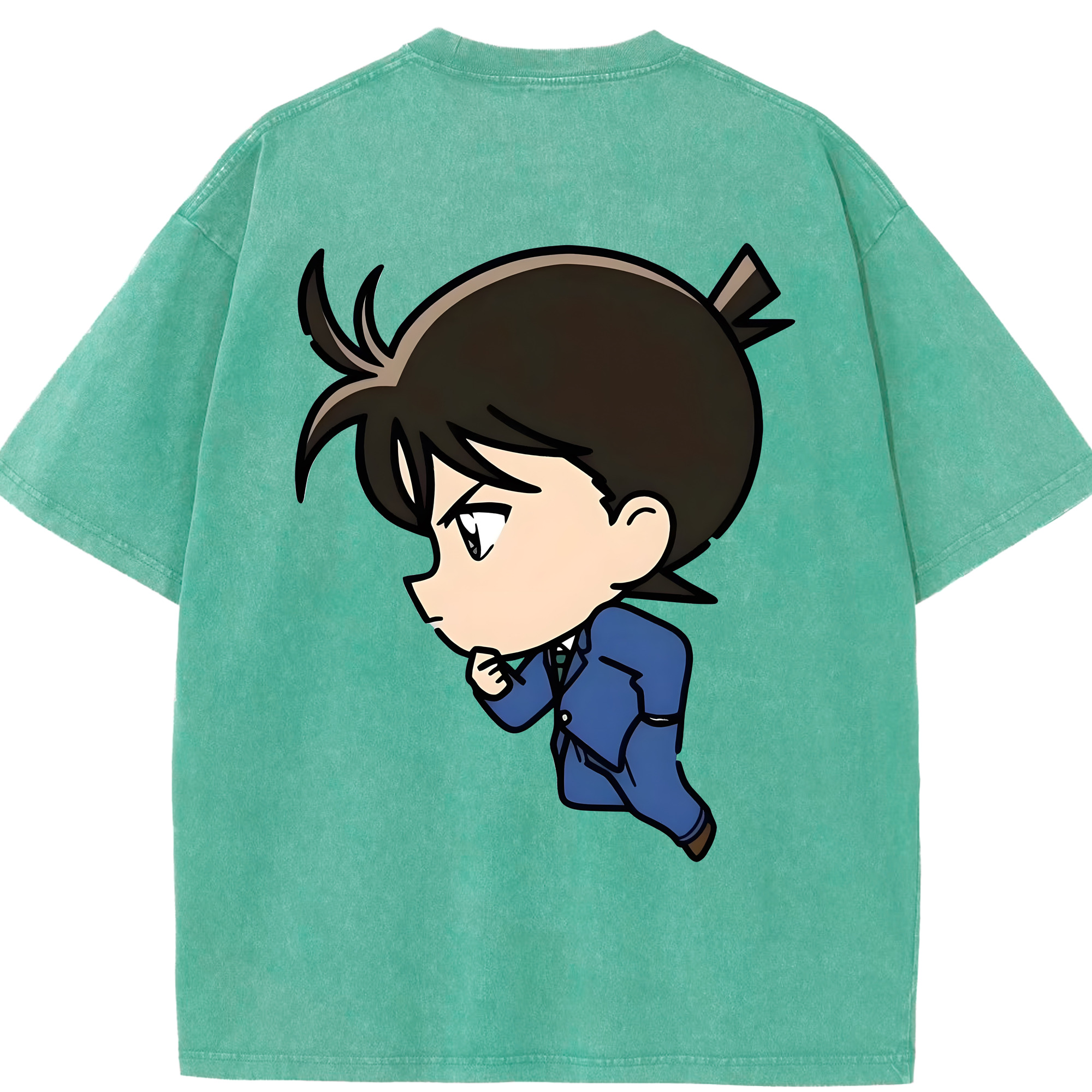 （画像用） 名探偵コナン 江戸川 コナン Detective Conan Conan Edogawa 綿100% ヴィンテージ風 半袖Tシャツ（背面プリント）